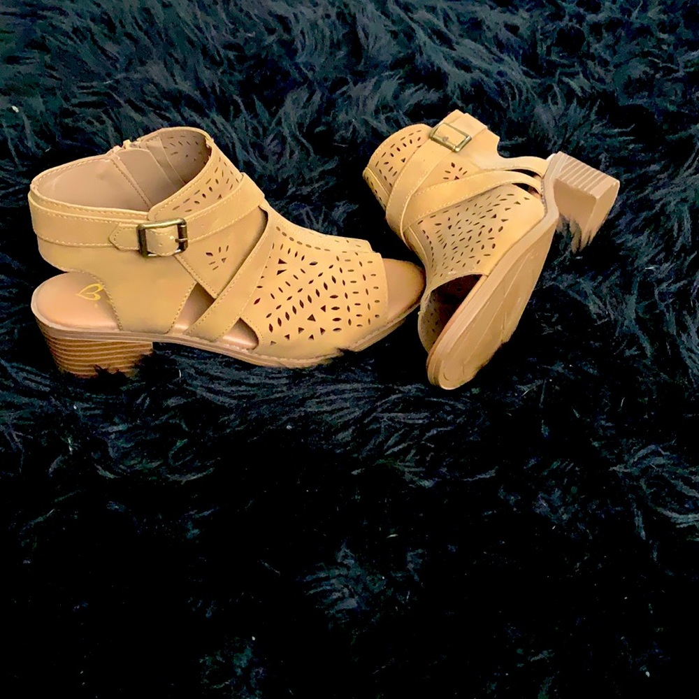 Brand New tan peep toe booties